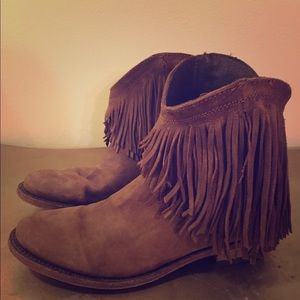Leather fringe booties